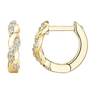 14K Gold Plated Cubic Zirconia Huggie Hoop Twisted Earrings